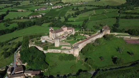Drone video Berze-le-Chatel fortress France europe Stock Footage 302654388