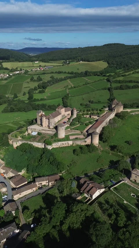 Drone video Berze-le-Chatel fortress France europe Stock Footage 302654408