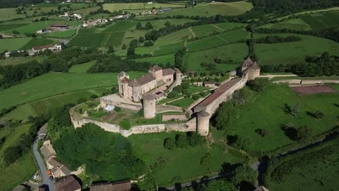 Drone video Berze-le-Chatel fortress France europe Stock Footage 302654453