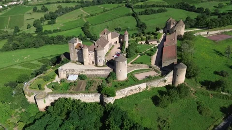 Drone video Berze-le-Chatel fortress France europe Stock Footage 302654570