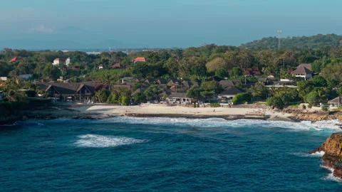 Drone video of big waves crashing at Devils Tears, dream beach a popular tourist Stock Footage 316657180