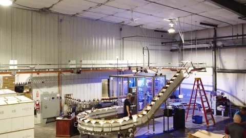 Drone Video of Bottle Casing Machine Stock Footage 205483569