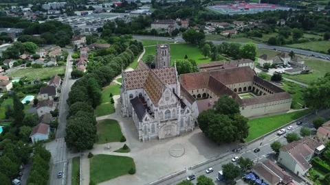 Drone video Brou Royal Monastery France europe Stock Footage 302654813