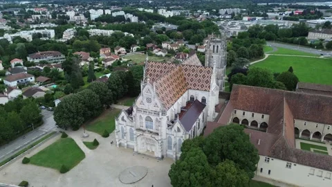 Drone video Brou Royal Monastery France europe Stock Footage 302654914