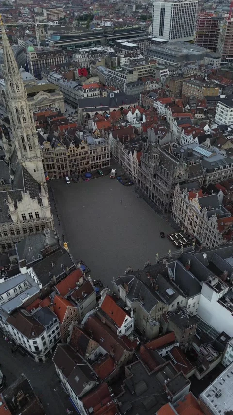 Drone video Brussels Grote Markt Belgium europe Stock Footage 302587139