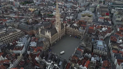 Drone video Brussels Grote Markt Belgium europe Stock Footage 302587234