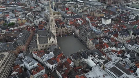 Drone video Brussels Grote Markt Belgium europe Stock Footage 302587294