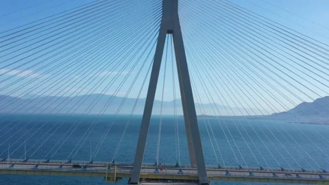 Drone video. Cable suspension bridge of Rio - Antirio Harilaos Trikoupis. Видео 143912699