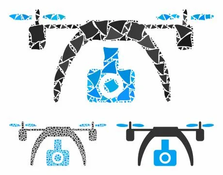 Drone video camera Mosaic Icon of Bumpy Pieces Stock Illustration