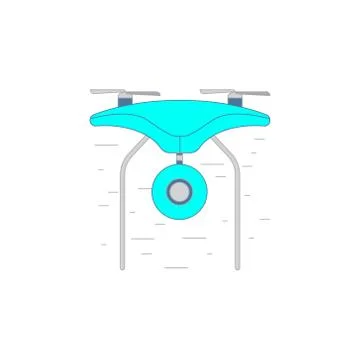 Drone with video camera vector icon or illustration in a outline style Stock Illustration