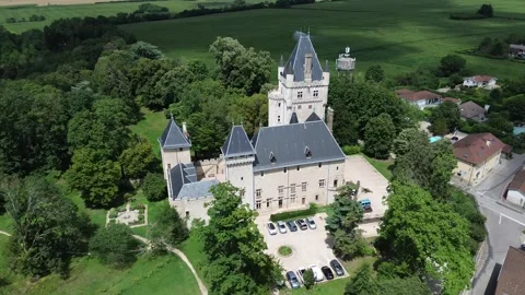 Drone video Chazey-sur-Ain castle France europe Stock Footage 302646715