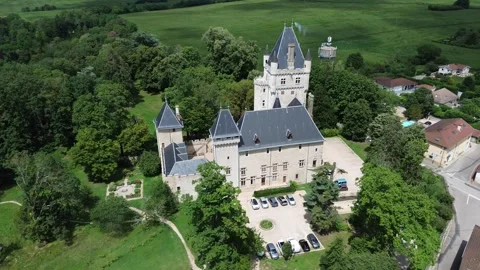 Drone video Chazey-sur-Ain castle France europe Stock Footage 302647057