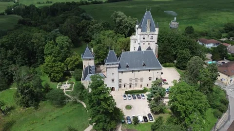 Drone video Chazey-sur-Ain castle France europe Stock Footage 302647060
