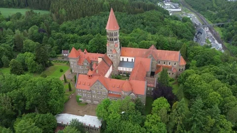Drone video Clervaux Abbey Luxembourg europe Stock-Footage 302555057