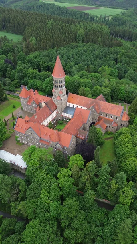 Drone video Clervaux Abbey Luxembourg europe 動画素材 302555072