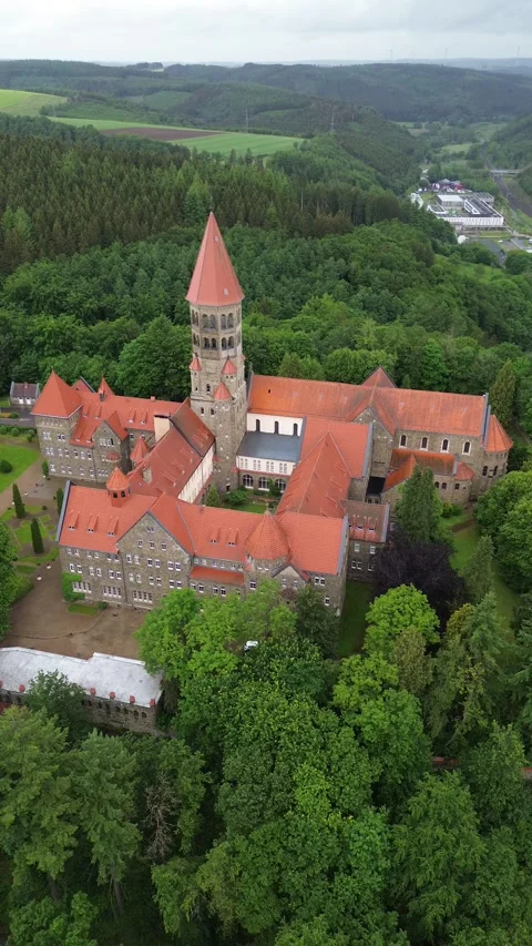 Drone video Clervaux Abbey Luxembourg europe Stock Footage 302555153