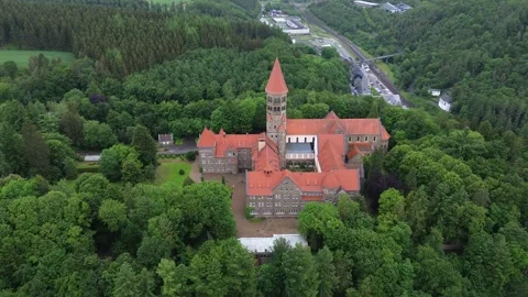Drone video Clervaux Abbey Luxembourg europe Stock Footage 302555171