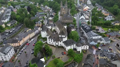 Drone video Clervaux castle Luxembourg europe Stock Footage 302555429