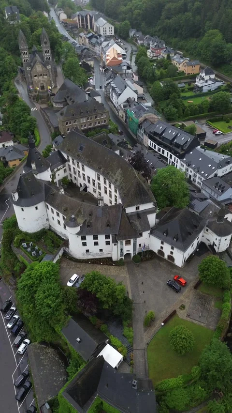 Drone video Clervaux castle Luxembourg europe Stock Footage 302555505