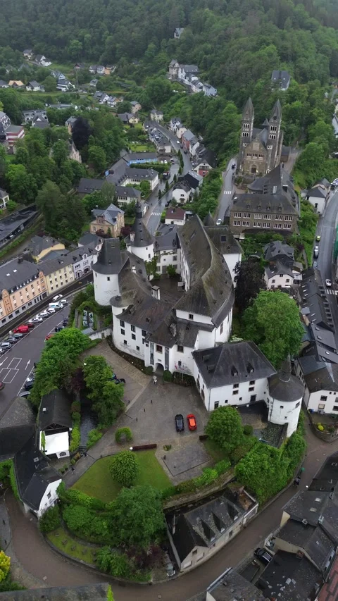 Drone video Clervaux castle Luxembourg europe Stock Footage 302555508