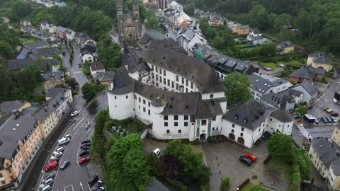 Drone video Clervaux castle Luxembourg europe Stock Footage 302555509