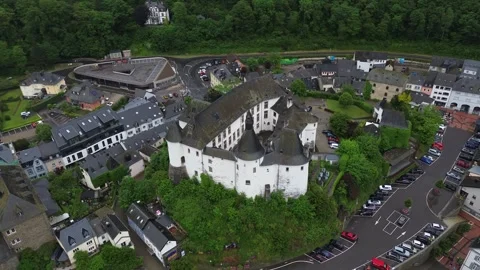 Drone video Clervaux castle Luxembourg europe Stock Footage 302555633