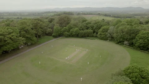 Drone video clip of a village cricket match Stock Footage 241932353