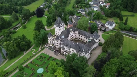 Drone video Colmar-Berg castle Luxembourg europe Stock Footage 302555801