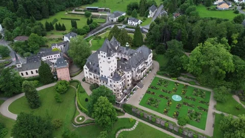 Drone video Colmar-Berg castle Luxembourg europe Stock Footage 302555885