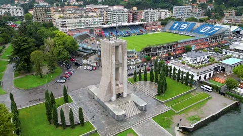 Drone video of Como city of Italy and Gothic Como Cathedral. Stock Footage 252123176