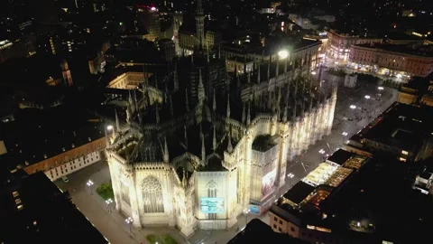 Drone video of Como city of Italy and Gothic Como Cathedral. Stock Footage 252125120
