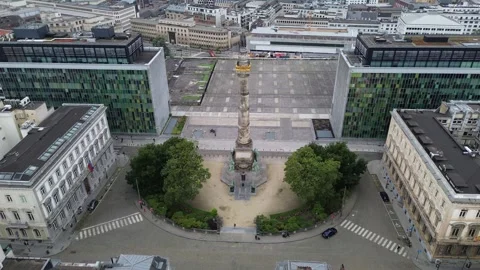Drone video Congress column Brussels Belgium europe Stock Footage 302596278
