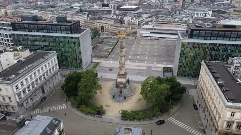 Drone video Congress column Brussels Belgium europe Stock Footage 302596322
