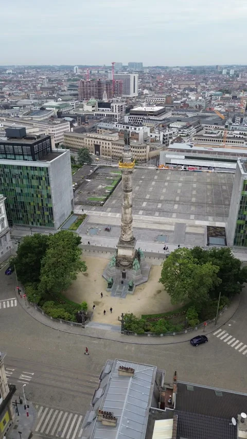 Drone video Congress column Brussels Belgium europe Stock Footage 302596323