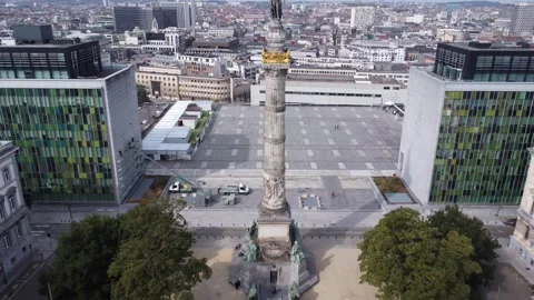 Drone video Congress column Brussels Belgium europe Stock Footage 302596324