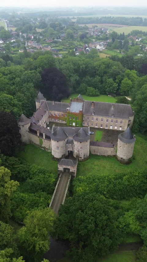 Drone video Corroy-le-Chateau castle Belgium europe Stock Footage 302587754