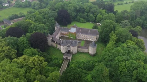 Drone video Corroy-le-Chateau castle Belgium europe Stock Footage 302587771