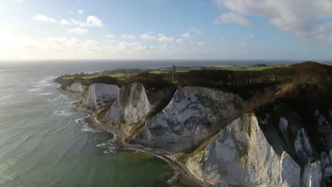 Drone video of Denmarks highest cliff Mons Klint 2 Stock Footage 235449728