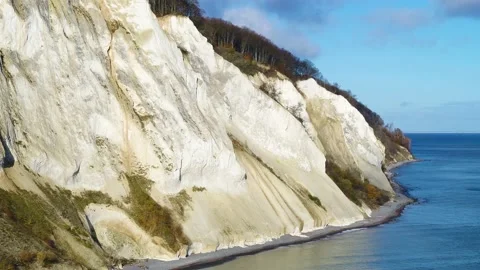 Drone video of Denmarks highest cliff Mons Klint 3 Stock Footage 235449729
