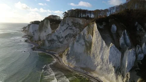 Drone video of Denmarks highest cliff Mons Klint Stock Footage 235449758
