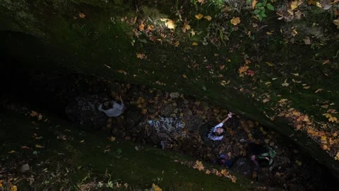 Drone video of Devils Ice Fall entrance Stock Footage 253903258