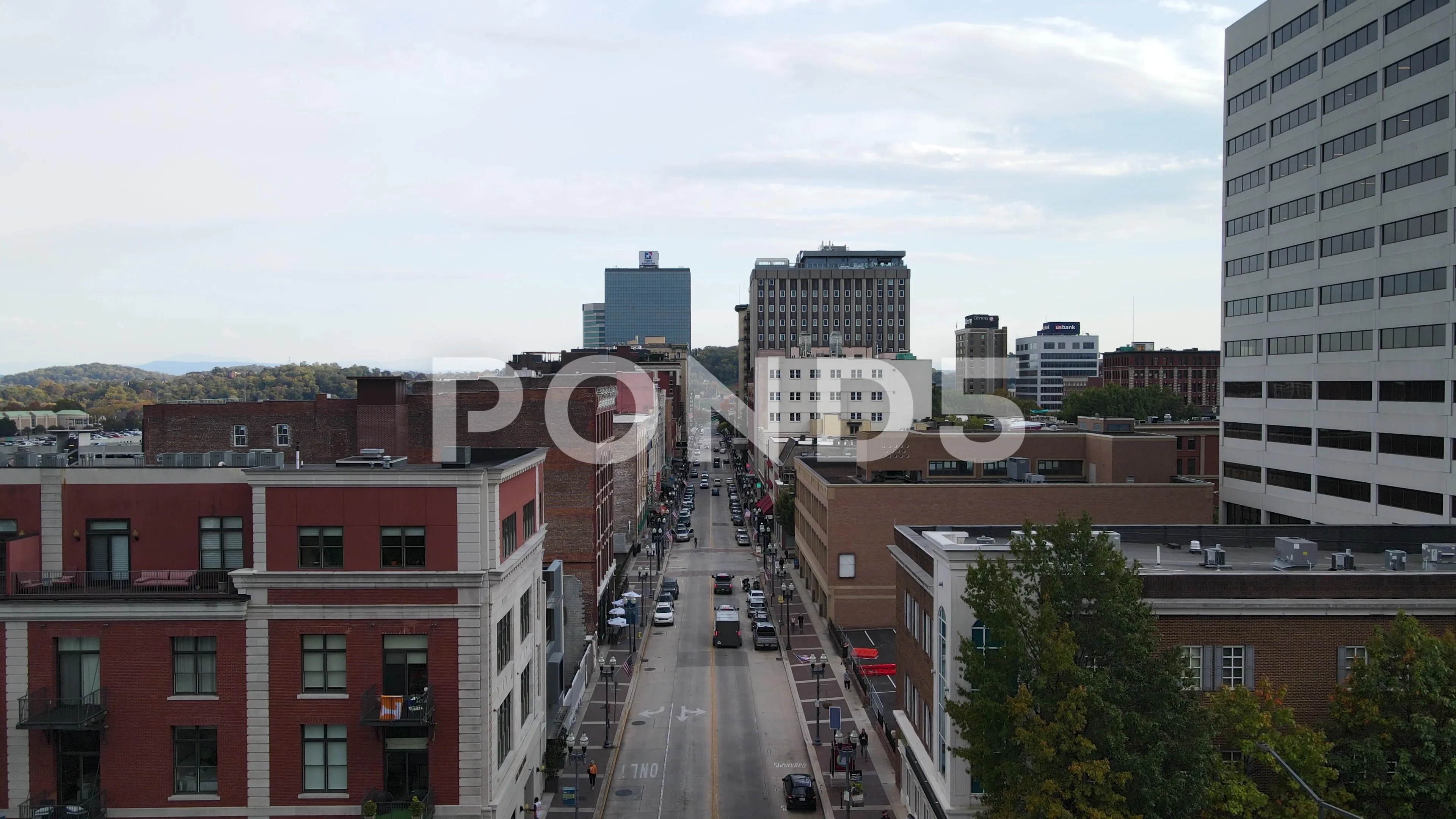 Drone video of Downtown Knoxville Gay St... | Stock Video | Pond5