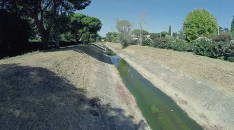 Drone video of a drainage ditch. N. Stock Footage 63628236