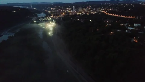 Drone Video Dusk James River Lynchburg Virginia Stock Footage 129397604