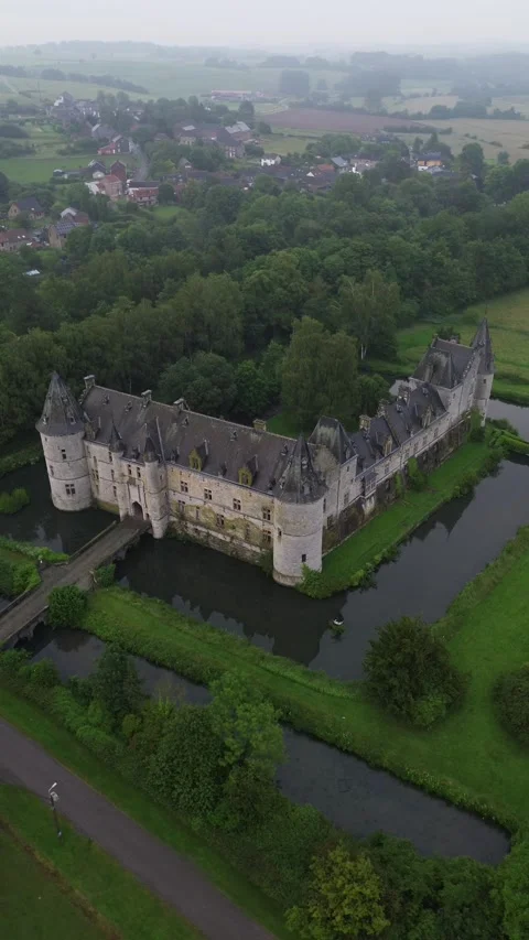 Drone video Fallais castle Belgium europe Stock Footage 302587846
