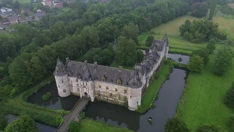 Drone video Fallais castle Belgium europe Stock Footage 302587873