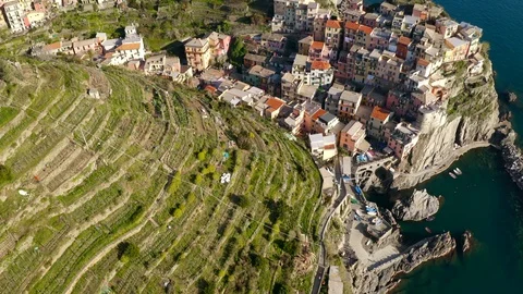 Drone Video of Fields on the Cliff of Cinque Terre, Italy 스톡 동영상 127206605