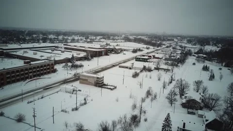 Drone Video Flint Michigan in Winter Stock Footage