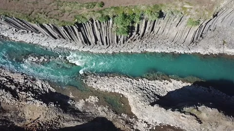Drone video flying through Stuðlagil Canyon, Iceland Stock Footage 240411606