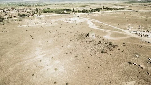 Drone video. Flying with a turn. Old chapel in a deserted stony area. Armenia. Stock Footage 251982330